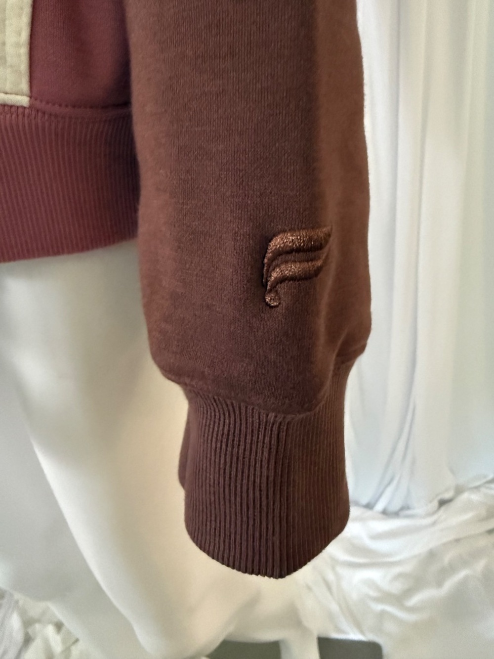 Fabletics Colorblock Pullover Hoodie Sweatshirt Mauve Brown Oatmeal Size XL NWOT - Picture 12 of 16